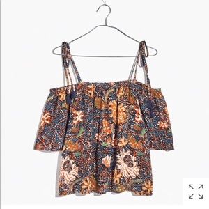NWT Madewell silk cold-shoulder top $98